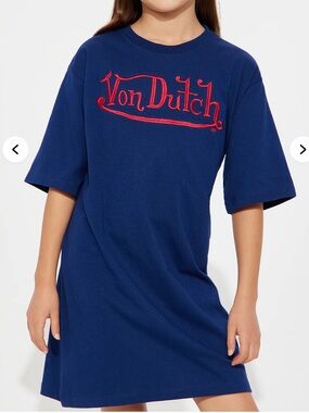 Von Dutch youth girls Embroidered T-Shirt Dress size 14/16